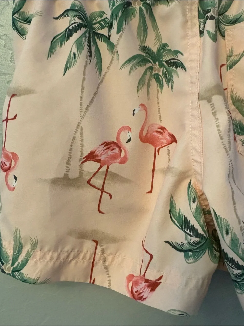 Old Navy pink flamingo and palm tree print boys swim trunks size xs 5